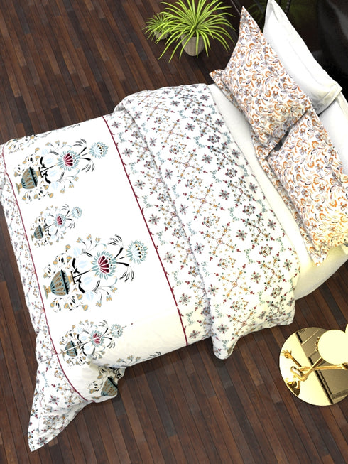 The White Moss DC London Double Bed 100% Cotton bedsheet with 2 pillow covers